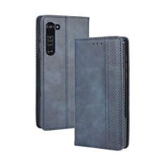 Imagem de Capa para Moto Edge, carteira de couro com suporte flip para Moto Edge, capa magnética retrô para celular, capa carteira com compartimentos para cartões