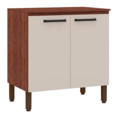 Imagem de Balcão De Cozinha Ametista 2 Portas 80 Cm Nogueira Off White - Kits Pa