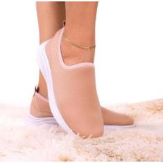 Imagem de Tênis Meia Básico Casual Feminino Calce Facil - Anabe Calçados, Nude, 