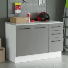 Imagem de Balcão Multiuso 120cm 2 Portas 3 Gavetas Branco/cinza Agata Madesa