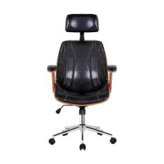 Imagem de Cadeira Presidente Kopenhagen Revestido Em Couro Fratini Preto