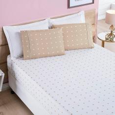 Imagem de Jogo De Cama Lençol Celine Casal Queen 03 Peças Micropercal 200 Fios Bolinhas - Cáqui
