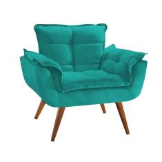 Imagem de Poltrona Decorativa Opala Deluxe Suede Turquesa