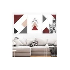 Imagem de Kit 3 Quadros Decorativos Geométrico  e Bege 45x34cm