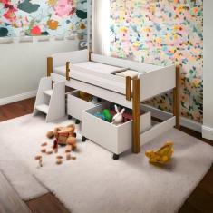 Imagem de Cama Paty Branca com Colchão Baús e Escadinha