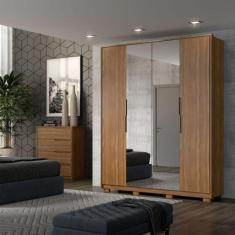 Imagem de Guarda Roupa Casal Attore 4 Portas C/ 2 Portas Em Espelho C/ Pés Amendola - Demartez