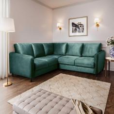 Imagem de Sofá de Canto Orquídea 5 Lugares em Veludo CabeCasa MadeiraMadeira Verde