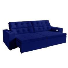 Imagem de Sofá 3 lugares Estella 2,50  metros Azul Retrátil Reclinável Tecnologi