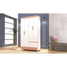 Imagem de Roupeiro Ideal Plus 4 Portas e 2 Gavetas - Branco / Camarim - Vila Rica