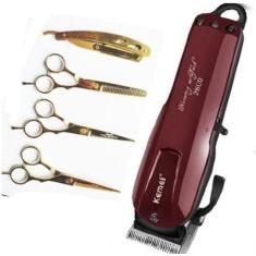 Imagem de Maquina Kemei 2600+Kit Tesouras De Corte Cabelo Profissional - Kemei P