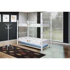 Imagem de Beliche com Cama Auxiliar de Ferro Branca Marcheli