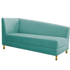 Imagem de Recamier Valéria 185cm Lado Direito Suede Azul Tiffany - Doce Sonho Mó