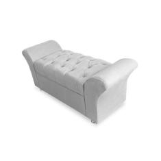 Imagem de Recamier Sapateira Baú Veneza Cama Solteiro 90 Cm Suede Branco Dl Deco