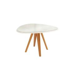 Imagem de Mesa De Sala Jantar Duna Madeira Maciça + Tampo Com Vidro 135x105cm Carvalho off White