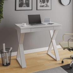 Imagem de Escrivaninha Com 1 Gaveta e Pés em X Artany Veneza Cor Branca