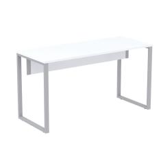 Imagem de Mesa Escritório P25 tub Pandin 134 cm (Larg) Tampo mdp Branco Pé Aço Tubular Cinza
