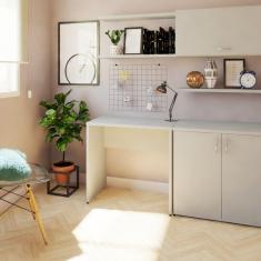 Imagem de Mesa Reta Corp 25mm 90 cm 47 cm Bramov Móveis Cinza Cristal