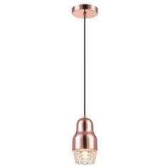 Imagem de Pendente Elegante Em Vidro E Aço Ouro Rosè Mais Luz Bivolt