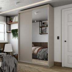 Imagem de Guarda-Roupa Solteiro 100% Mdf Bp Com 2 Portas E 1 Espelho Geneve - Rr