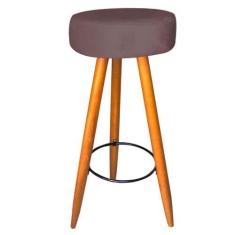 Imagem de Kit 10 Banqueta Alta Flora Pés Palito Em Madeira Caramelo  Bar Bistrô