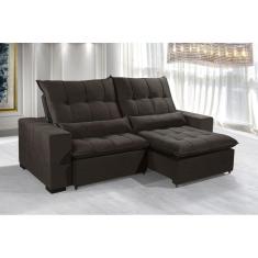 Imagem de Sofá Retrátil e Reclinável 2,70m ESTILO ESTOFADOS - ELLOA com Velusoft D33 "MARROM"