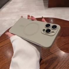 Imagem de Capa sem moldura ultrafina para iphone 15 pro max 14 plus 13 12 lente de carregamento sem fio proteção de filme capa dura para pc, cinza, para iphone 15plus