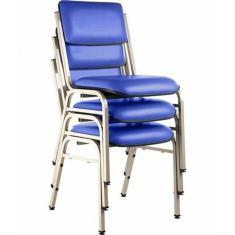 Imagem de Kit Com 3 Cadeiras Para Auditórios Linha Hotel Smart Azul