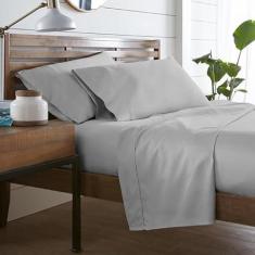 Imagem de Westbrooke Jogo de cama de cetim exuberante 100% algodão | Lençóis de cetim tamanho GG solteiro - Jogo de cama de 4 peças de algodão com elástico de 39,4 cm de profundidade - Lençóis luxuosos macios e