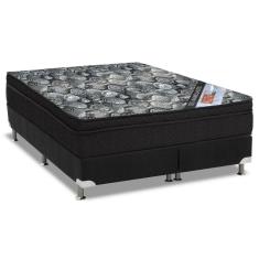 Imagem de Cama Box Queen: Colchão Molas Ortobom Nanolastic Iso Firme + Base Crc Suede Black(158X198)