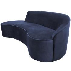 Imagem de Sofá Curvo 03 Lugares 180cm Eron Braço Esquerdo Suede Azul - Nexta Cas