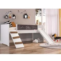 Imagem de Cama Playground Giz C/ Escorregador E Rampa By710 - Branco - Completa