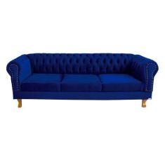 Imagem de Sofá Chesterfield Duque 3 Lugares 2,30 - Suede Azul Marinho / Sala De