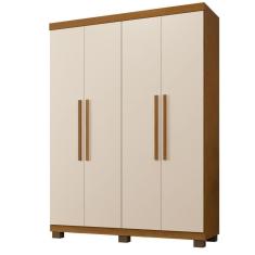 Imagem de Roupeiro Milão 4 Portas 3 Gavetas Benetil Cinamomo/Off White