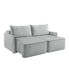 Imagem de Sofá 4 Lugares Retrátil Moon Com Usb Linho Gelo