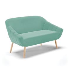 Imagem de Namoradeira 2 Lugares Suede Pés Palito Natural Azul Turquesa