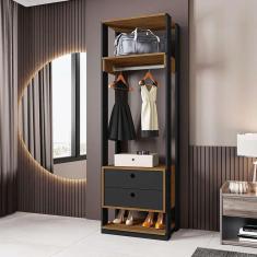 Imagem de guarda-roupa closet titan 2 gv preto e freijó