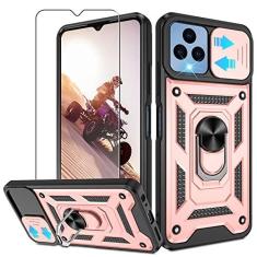 Imagem de Capa para T-Mobile REVVL 6 5G com protetor de tela HD com capa de câmera deslizante, suporte de anel de rotação de 360° da Atump [grau militar] capa protetora para T-Mobile REVVL 6 5G