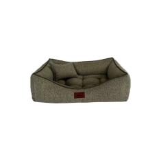 Imagem de Cama para Cachorro Retangular em Linho Cinza Média (M) 55 x 42 cm