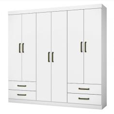 Imagem de Guarda Roupa Casal Lu 6 Portas 4 Gavetas Carioca Móveis - Branco