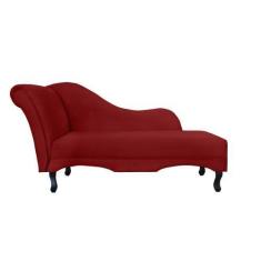Imagem de Recamier Decorativo Divã Olivia Couro Vermelho Pés Madeira Mz Decor -