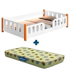 Imagem de Cama Montessoriana Infantil Branca Marromissa Divaloto Com Colchão Probel