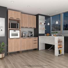 Imagem de Cozinha Modulada Completa 6 Peças com Painel Bancada Gourmet e Tampo Stylo Luciane Móveis