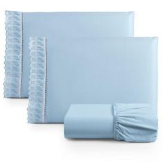 Imagem de Jogo De Lençol Lese Percal 180 Fios Queen 3 Peças Barato - Azul