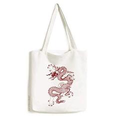 Imagem de Bolsa de lona de dragão chinês com retrato de animal bolsa de compras casual