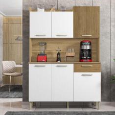 Imagem de Armário de Cozinha 6 Portas 1 Gaveta Kit Gênova Kits Paraná Freijó/Supremo