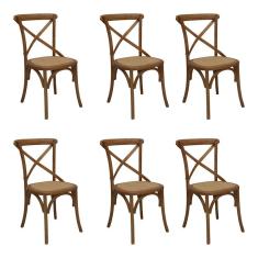 Imagem de Kit 6 Cadeiras Decorativas Sala De Jantar Cozinha Danna Rattan Natural Bétula- Gran Belo