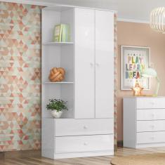 Imagem de Guarda Roupa Infantil 2 Portas Amarelinha Branco