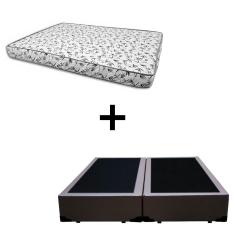 Imagem de Cama Box Queen 158 - Tecido Sintético Marrom com Colchão Nápoles Bello Box - 100% Espuma - D33 54x158x198