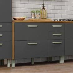 Imagem de Balcão de Cozinha 2 Portas 3 Gavetas 120cm Princesa 100% Mdf Freijó/grafite