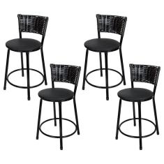 Imagem de Banquetas Baixa Para Cozinha Hawai Preto 4un Assento Preto